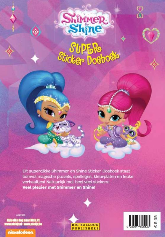 Achterkant van Shimmer & Shine Stickerboek