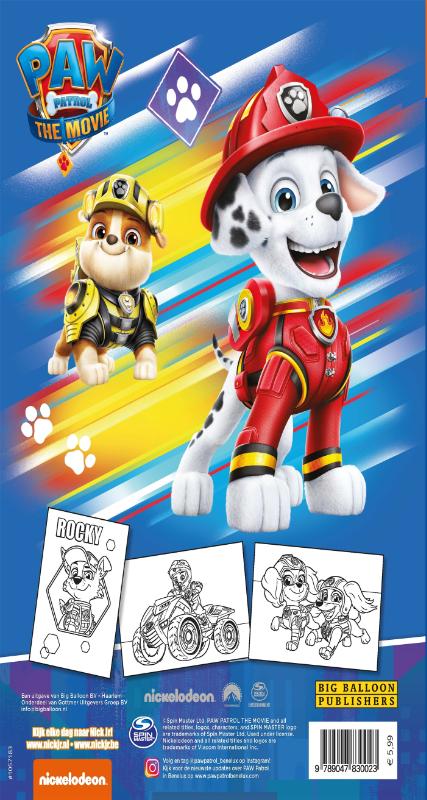 Achterkant van Paw Patrol kleurboek