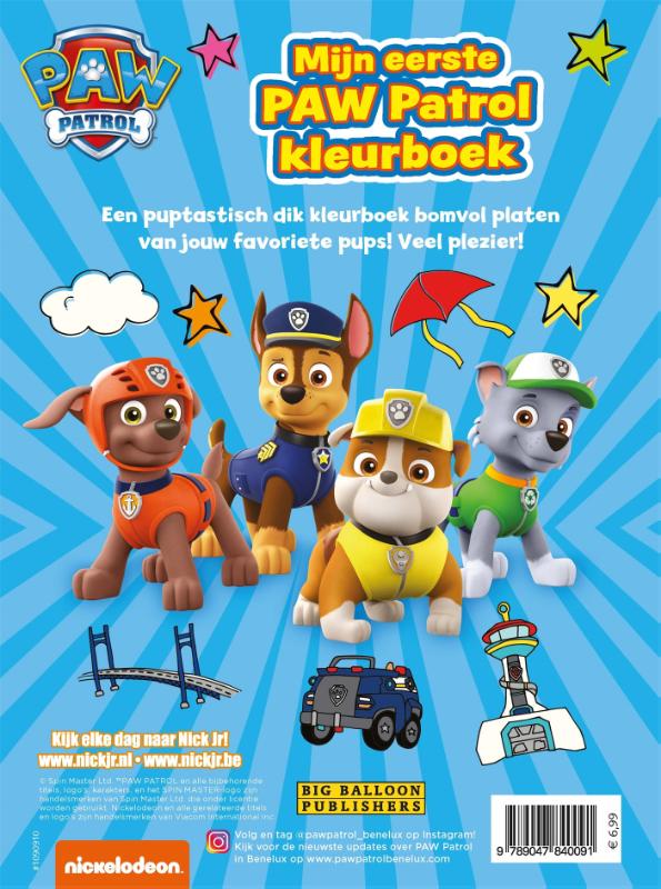 Achterkant van Mijn eerste Paw Patrol kleurboek