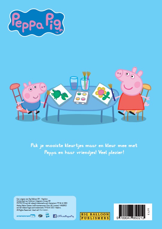 Achterkant van Peppa - kleurboek