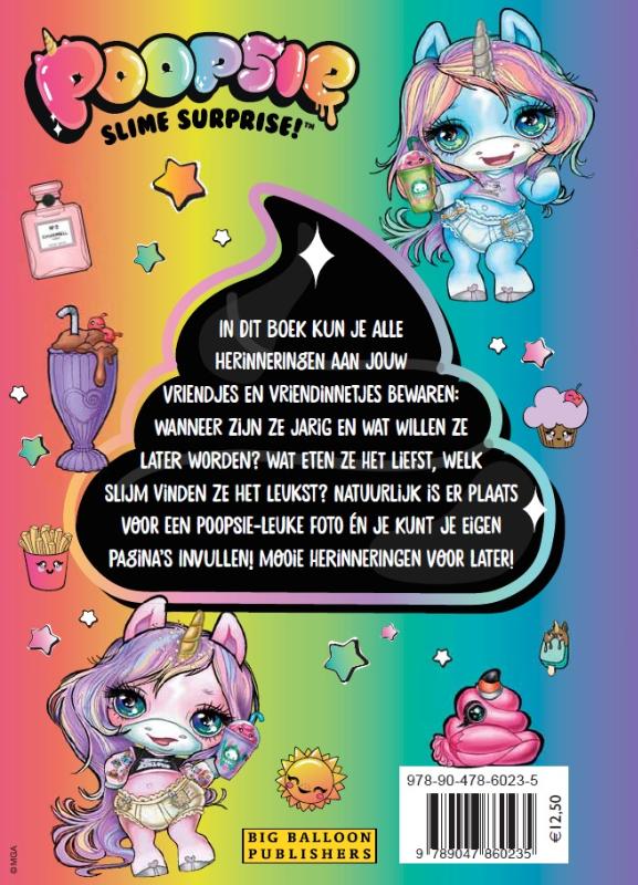 Achterkant van Poopsie Vriendenboek