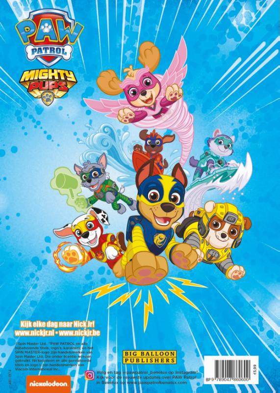 Achterkant van Kleur mee met Paw Patrol
