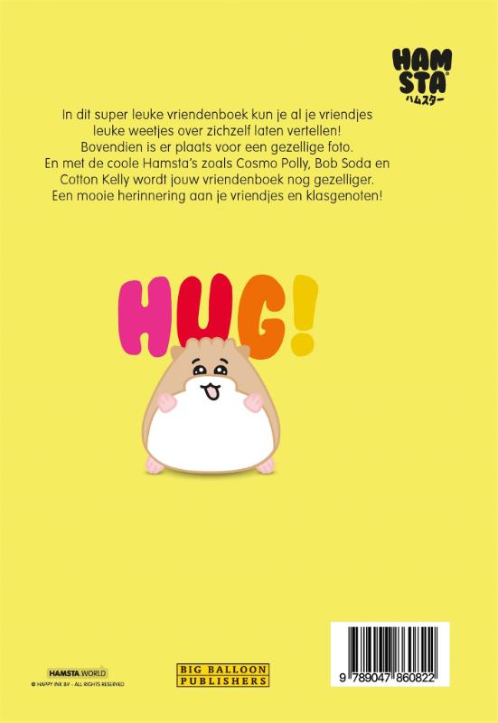 Achterkant van Hamsta vriendenboekje
