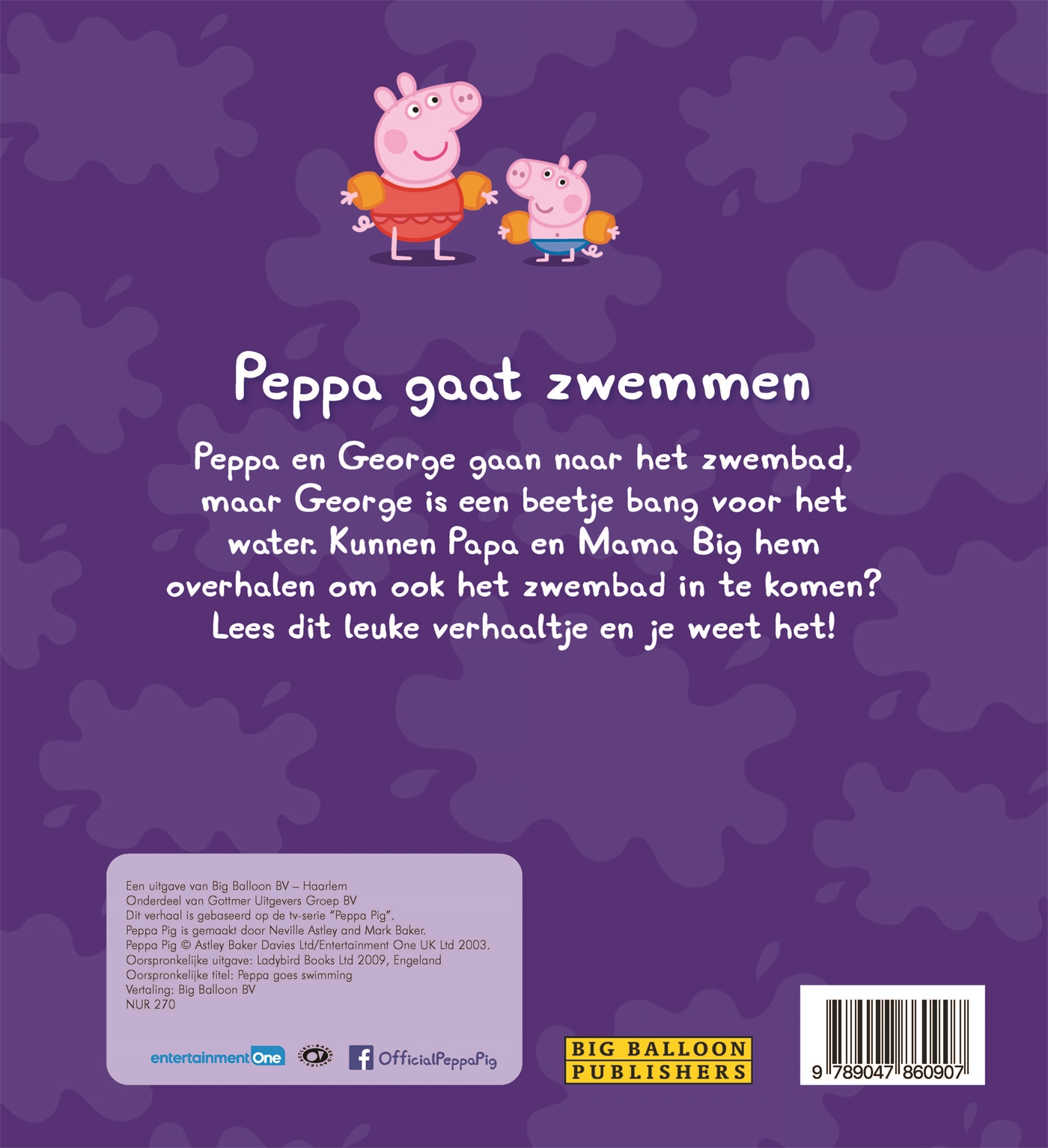 Achterkant van Peppa gaat zwemmen