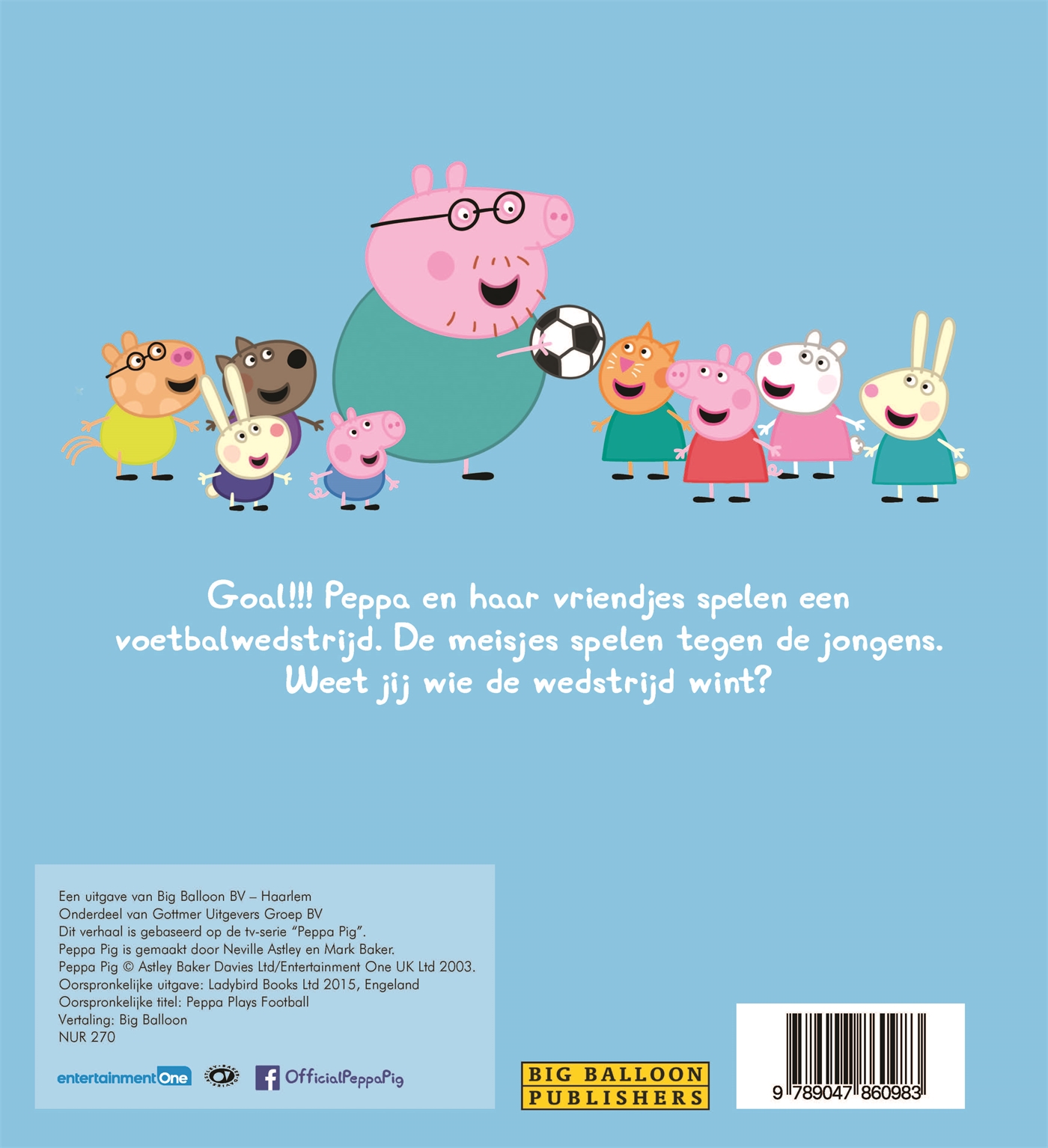 Achterkant van Peppa gaat voetballen