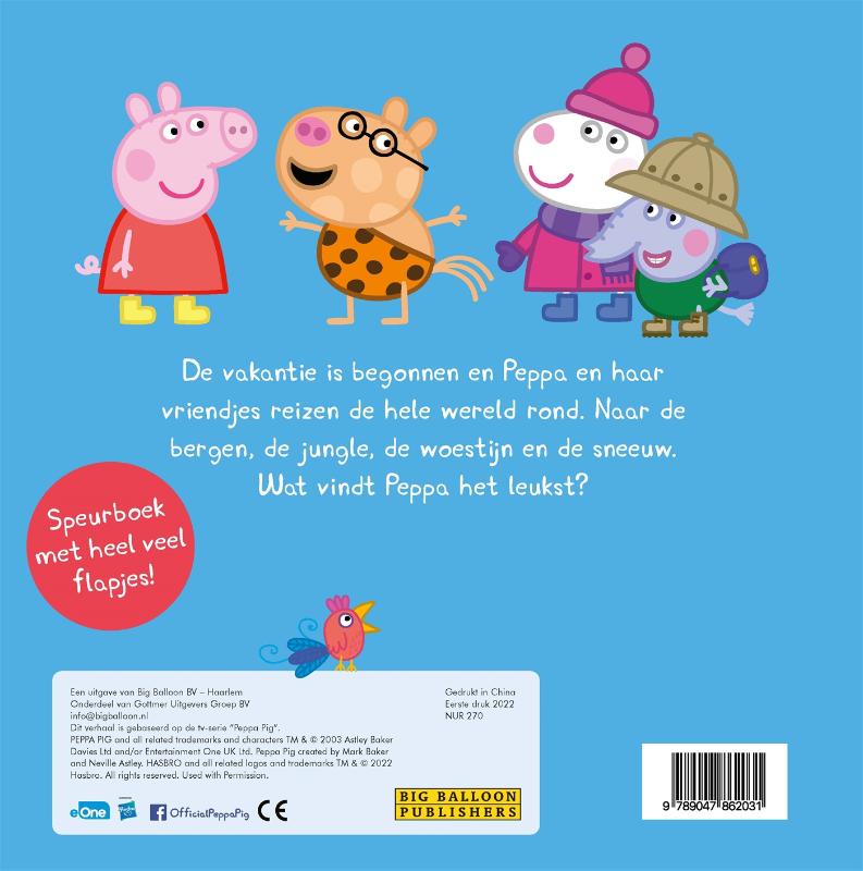 Achterkant van Peppa reist de wereld rond
