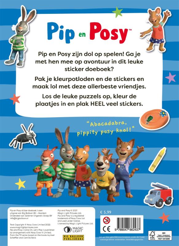 Achterkant van Pip & Posy sticker doeboek