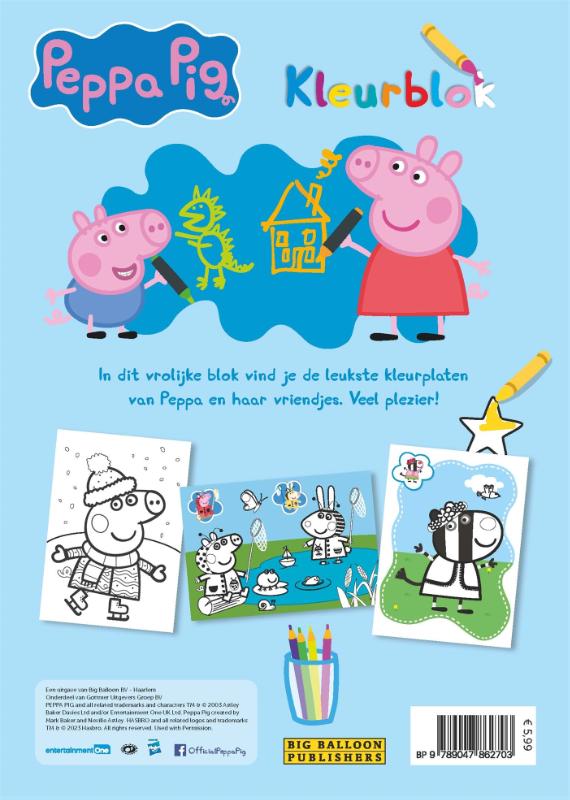 Achterkant van Peppa is dol op kleuren