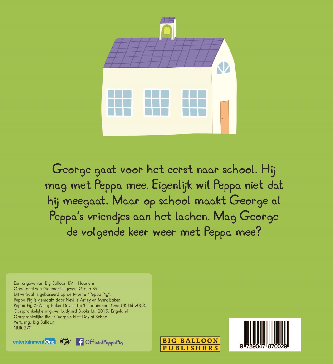 Achterkant van Peppa Pig - George gaat naar school (nr 15)
