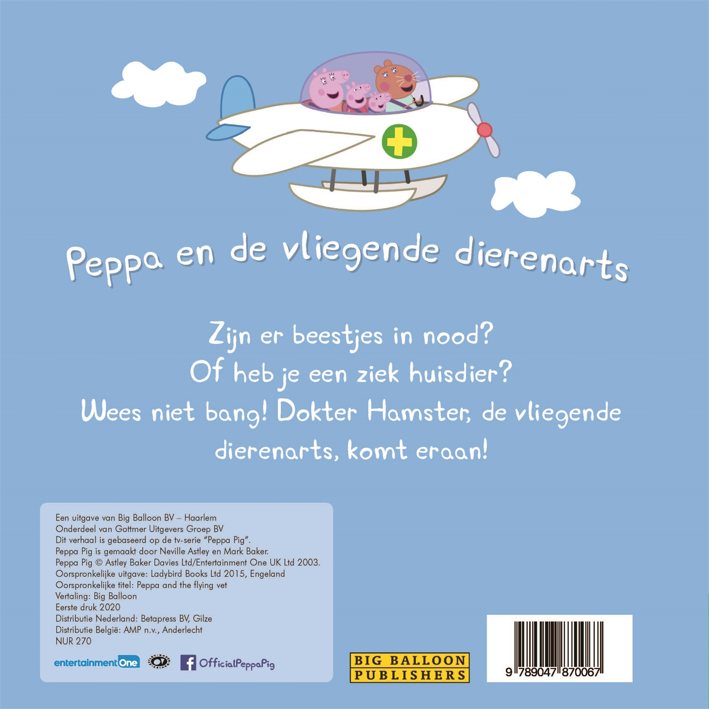 Achterkant van Peppa en de vliegende dierenarts