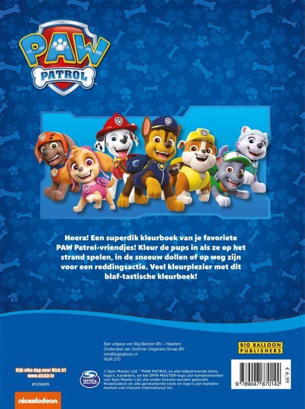 Achterkant van Superdik PAW Patrol kleurboek