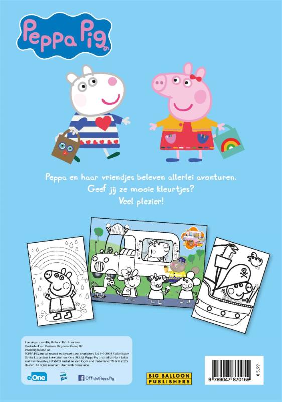Achterkant van Peppa's kleurboek