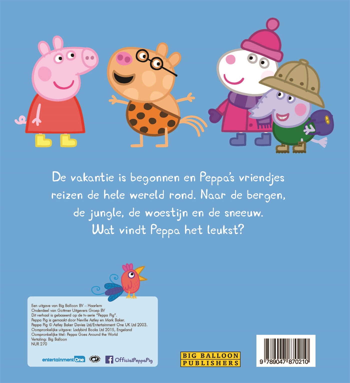 Achterkant van Peppa reist de wereld rond