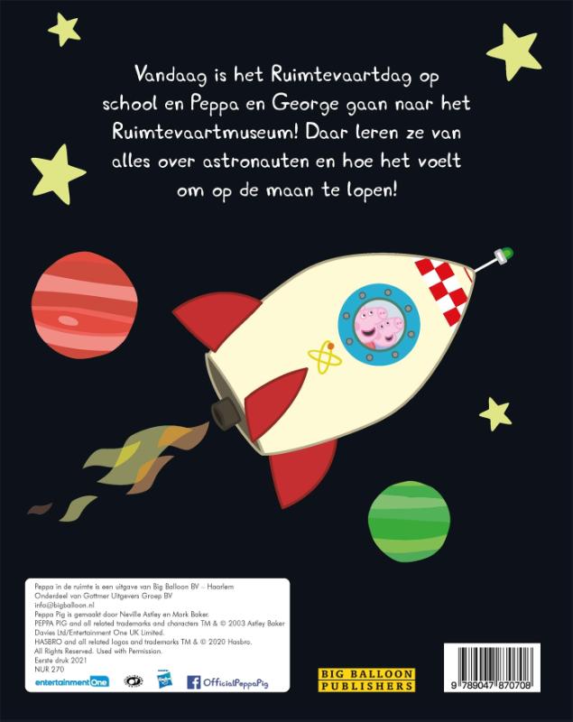 Achterkant van Peppa Pig-Peppa in de ruimte