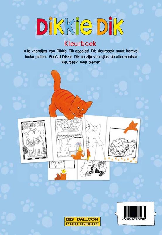 Achterkant van Dikkie Dik Kleurboek