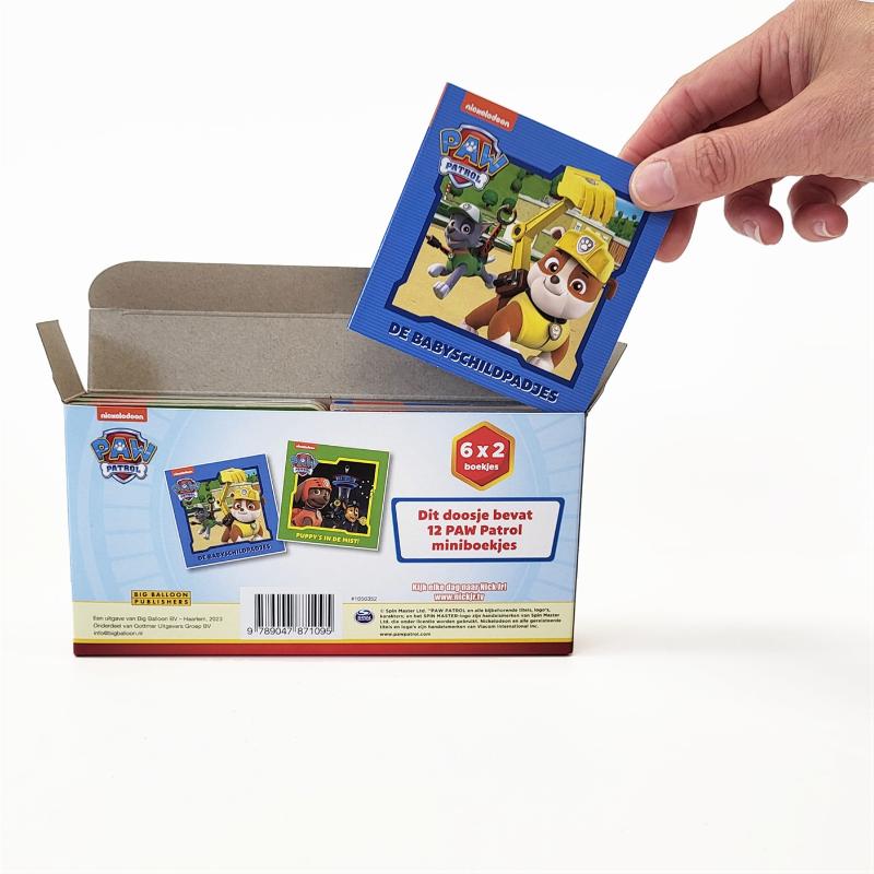 Achterkant van PAW Patrol miniboekjes