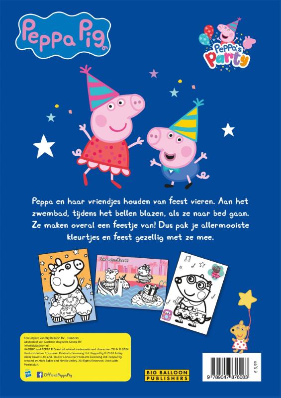 Achterkant van Peppa's feestkleurboek