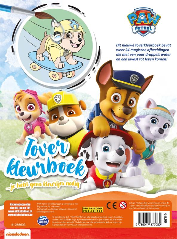 Achterkant van Toverkleurboek van PAW Patrol