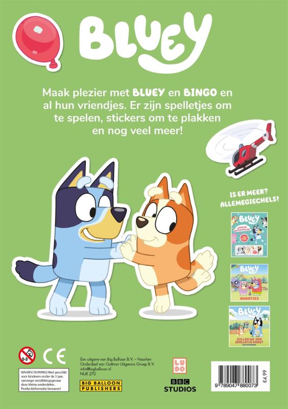 Achterkant van Bluey en haar vriendjes