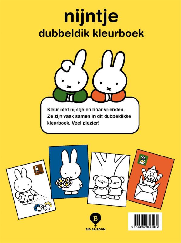 Achterkant van nijntje dubbeldik kleurboek