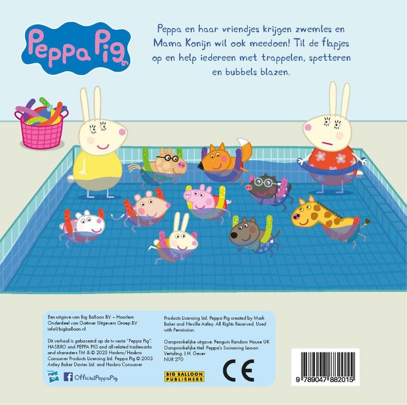 Achterkant van Peppa's eerste zwemles