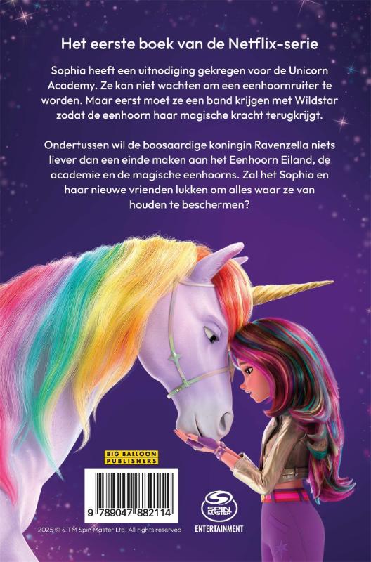 Achterkant van Sophia's uitnodiging voor de Unicorn Academy