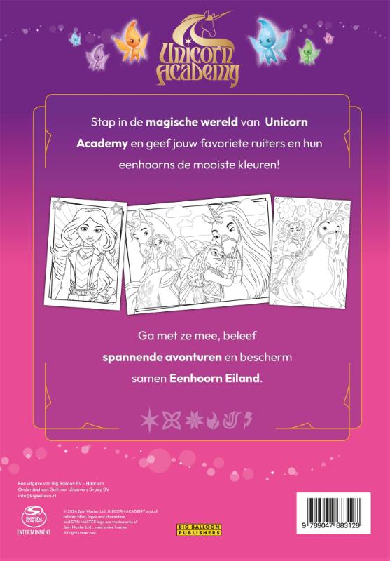 Achterkant van Kleurboek van Unicorn Academy