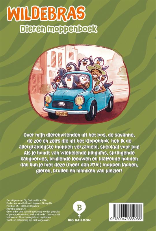 Achterkant van Wildebras dierenmoppenboek