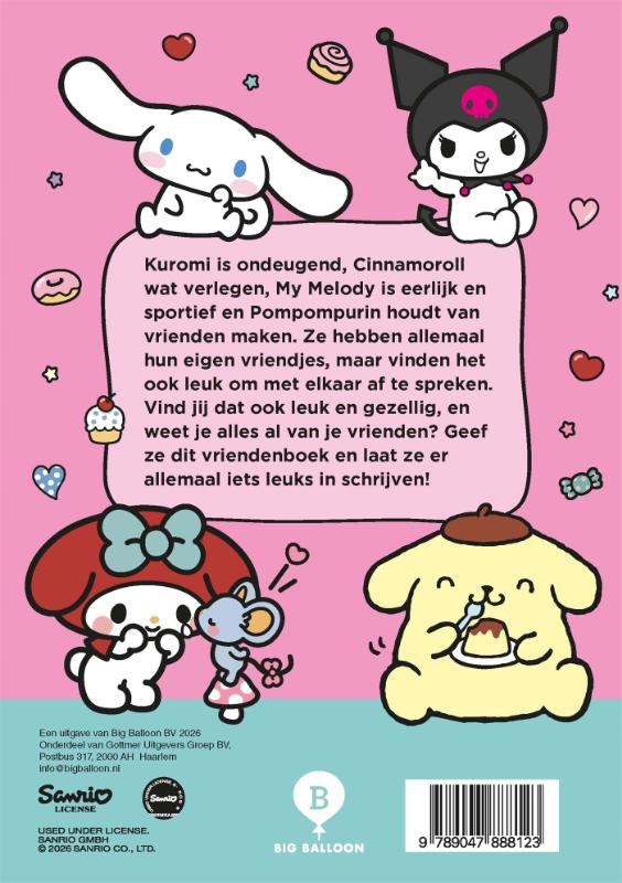 Achterkant van Cinnamoroll & vriendjes - vriendenboekje