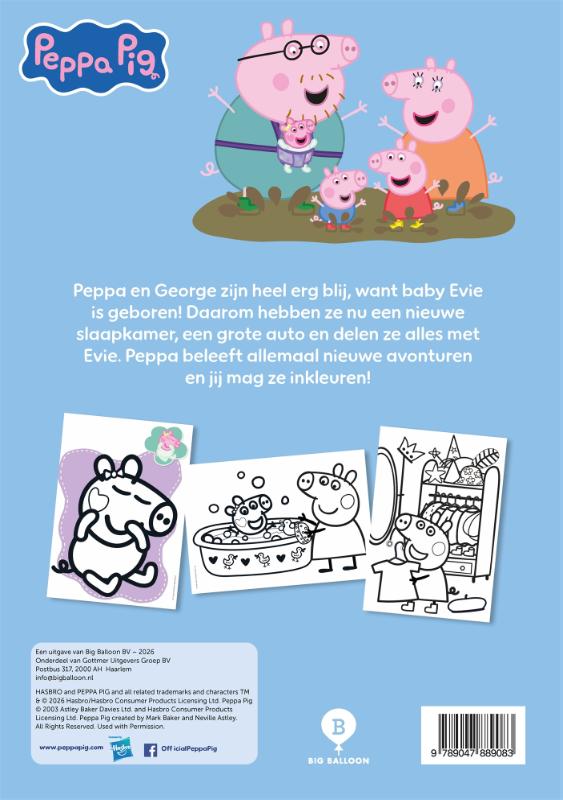 Achterkant van Peppa gaat kleuren