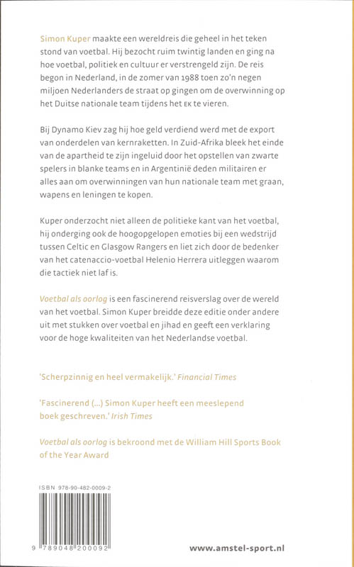 Achterkant van Voetbal als oorlog