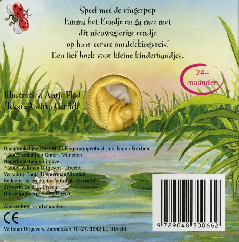 Achterkant van Mijn vingerpopboekje met Emma het Eendje