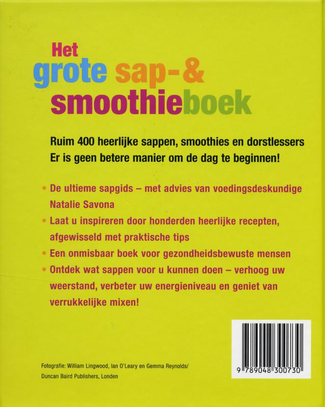 Achterkant van Het grote sap- en smoothieboek