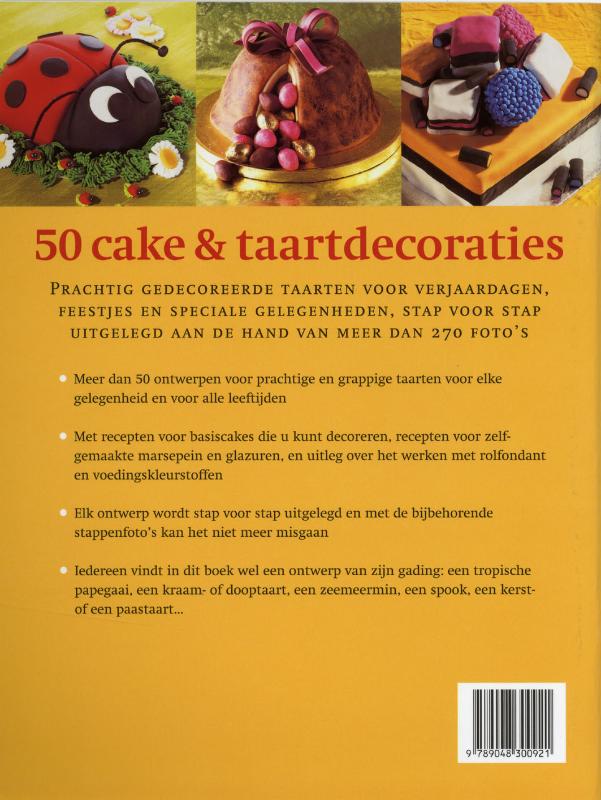 Achterkant van 50 cake & taartdecoraties