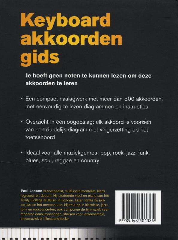 Achterkant van Keyboardakkoordengids