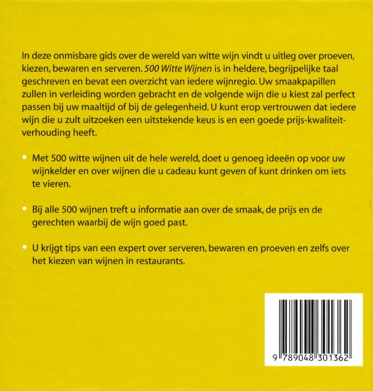 Achterkant van 500 witte wijnen