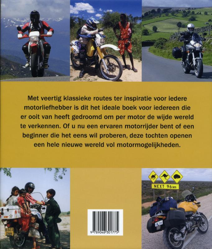 Achterkant van 40 motortochten over de hele wereld