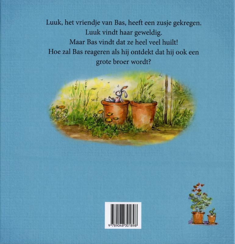 Achterkant van Bas de Beer en de nieuwe baby
