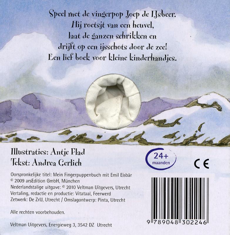 Achterkant van Mijn vingerpopboekje met Joep de ijsbeer