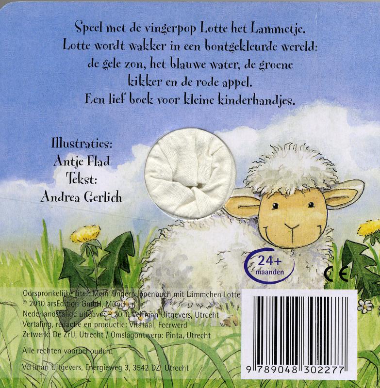 Achterkant van Mijn vingerpopboekje met Lotte het lammetje