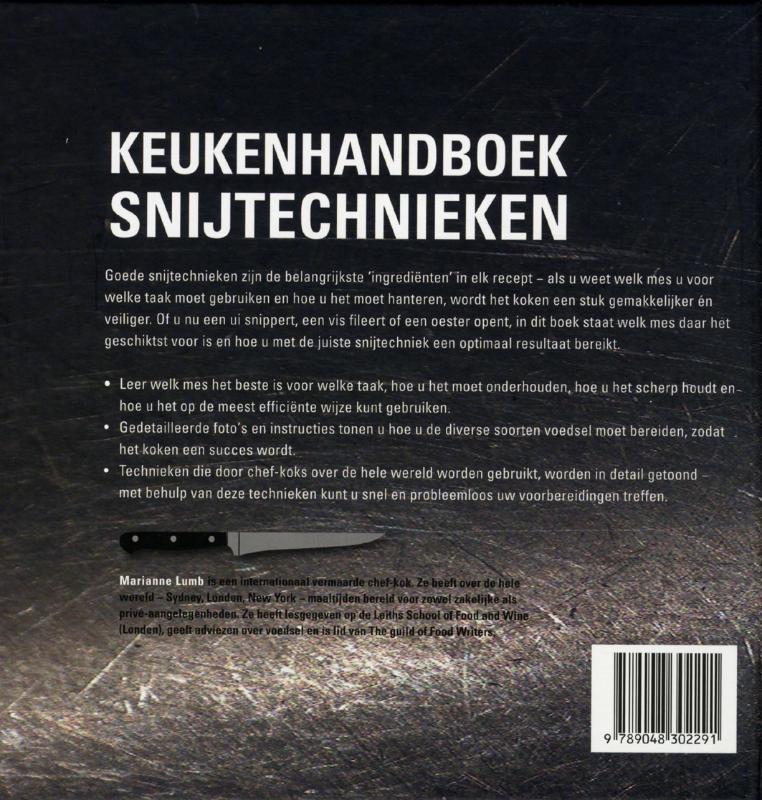 Achterkant van Keukenhandboek snijtechnieken