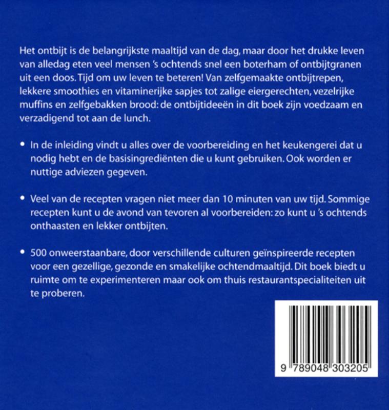 Achterkant van 500 ontbijt- en lunchrecepten