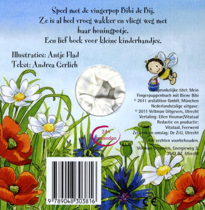 Achterkant van Mijn vingerpopboekje met Bibi de Bij