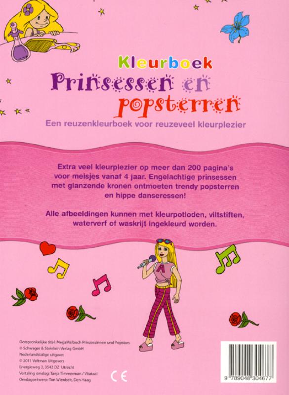 Achterkant van Kleurboek prinsessen en popsterren