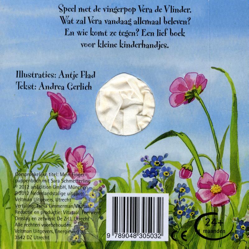 Achterkant van Mijn vingerpopboekje met Vera de Vlinder
