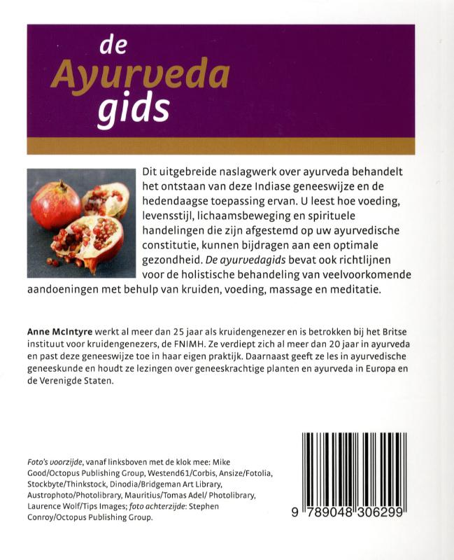 Achterkant van De ayurvedagids