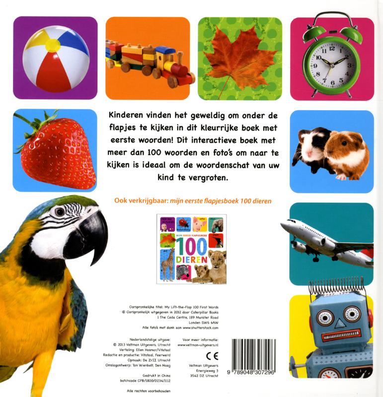 Achterkant van Mijn eerste flapjesboek 100 woorden