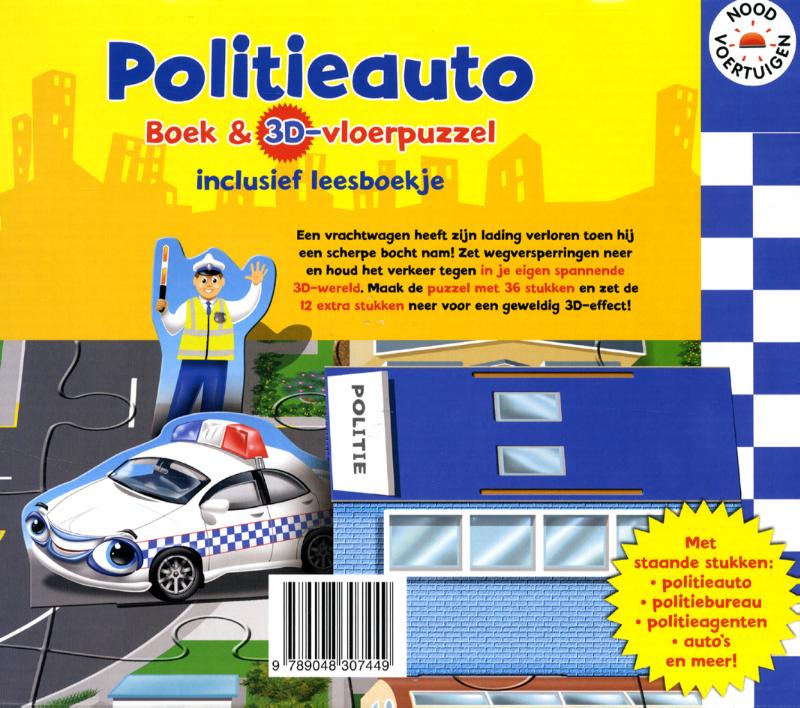 Achterkant van Politie boek en 3D-puzzel