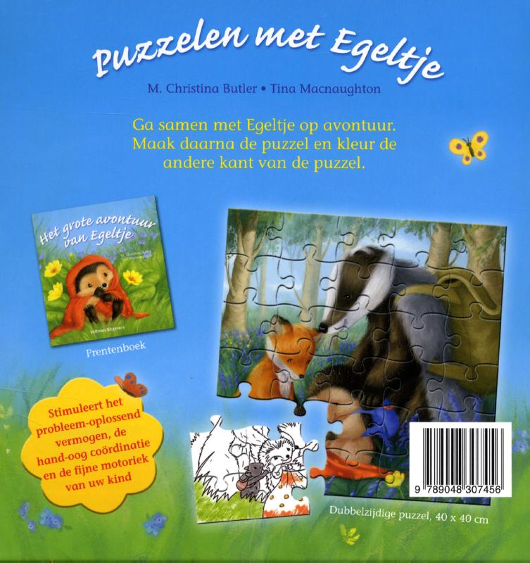 Achterkant van Puzzelen met Egeltje