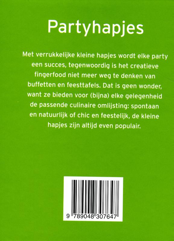 Achterkant van Minikookboekje: partyhapjes